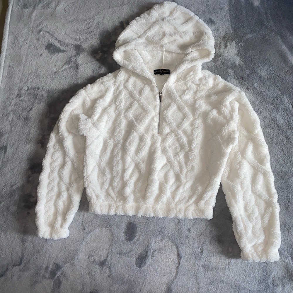 White Fuzzy Hooded Jacket